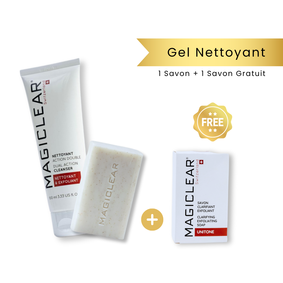 MAGICLEAR® Pack Hygiène + 1 Savon Gratuit – Routine complète pour une peau propre, éclatante et protégée. Ce pack associe des soins nettoyants et purifiants pour un teint uniforme et sans imperfections. Disponible sur La Para du Lac, votre meilleure parapharmacie en Tunisie, avec livraison rapide à Tunis et partout en Tunisie. Idéal pour une routine quotidienne d’hygiène et d’éclat. Commandez maintenant au meilleur prix !