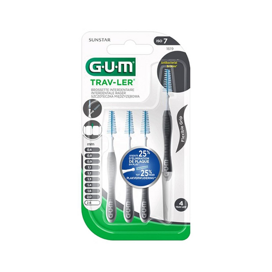 GUM Trav-Ler 1619 brossettes interdentaires, boîte de 4, parapharmacie Tunisie laparadulac.com pour hygiène dentaire quotidienne