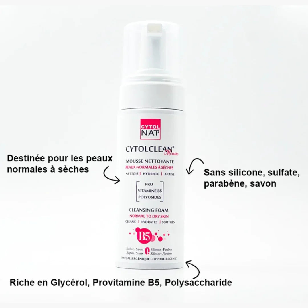 CYTOLNAT Cytoclean Mousse Nettoyante Peaux Normales A Seches Tunisie original authentique - parapharmacie en ligne La Para Du Lac