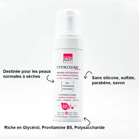 CYTOLNAT Cytoclean Mousse Nettoyante Peaux Normales A Seches Tunisie original authentique - parapharmacie en ligne La Para Du Lac