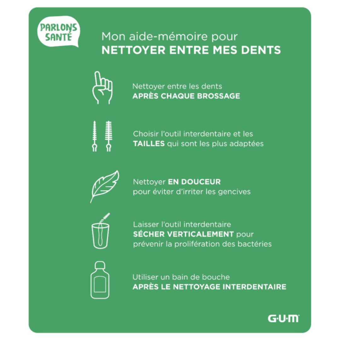 Brossettes interdentaires GUM Bi-Direction 0.7mm vert, disponibles sur laparadulac.com parapharmacie Tunisie pour hygiène interdentaire efficace
