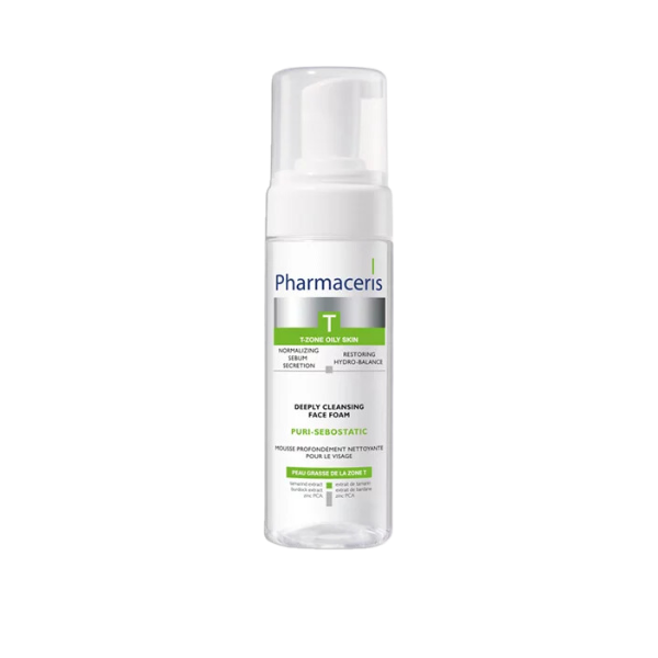 Pharmaceris Mousse Nettoyante T 150ml sur laparadulac.com – parapharmacie Tunisie – soin purifiant pour peaux grasses et sensibles.