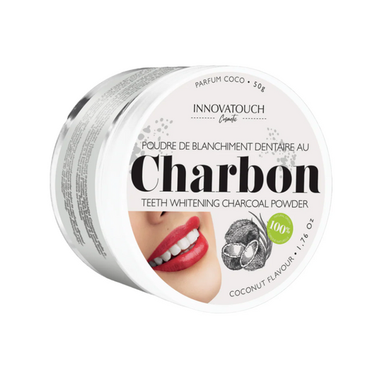 Poudre au charbon parfum coco Innovatouch 100% naturelle, laparadulac.com, parapharmacie Tunisie, pour dents blanches et haleine fraîche