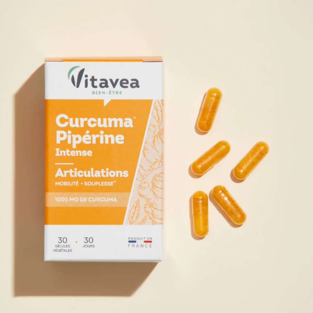 Gélules Vitavea Curcuma Pipérine – complément alimentaire articulation naturelle. Achetez sur laparadulac.com - parapharmacie Tunisie