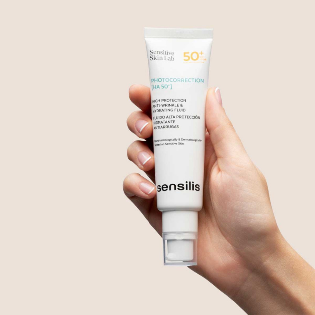 “Sensilis Photocorrection SPF 50+ fluide écran invisible 50 ml, hydratant anti-rides, parapharmacie Tunisie laparadulac.com”