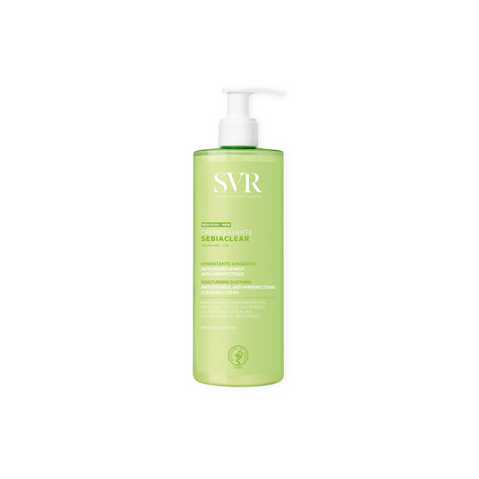 SVR SEBIACLEAR Crème Lavante 400 ml – crème nettoyante visage et corps pour peaux grasses ou sensibles, disponible sur laparadulac.com, parapharmacie en ligne tunisienne.