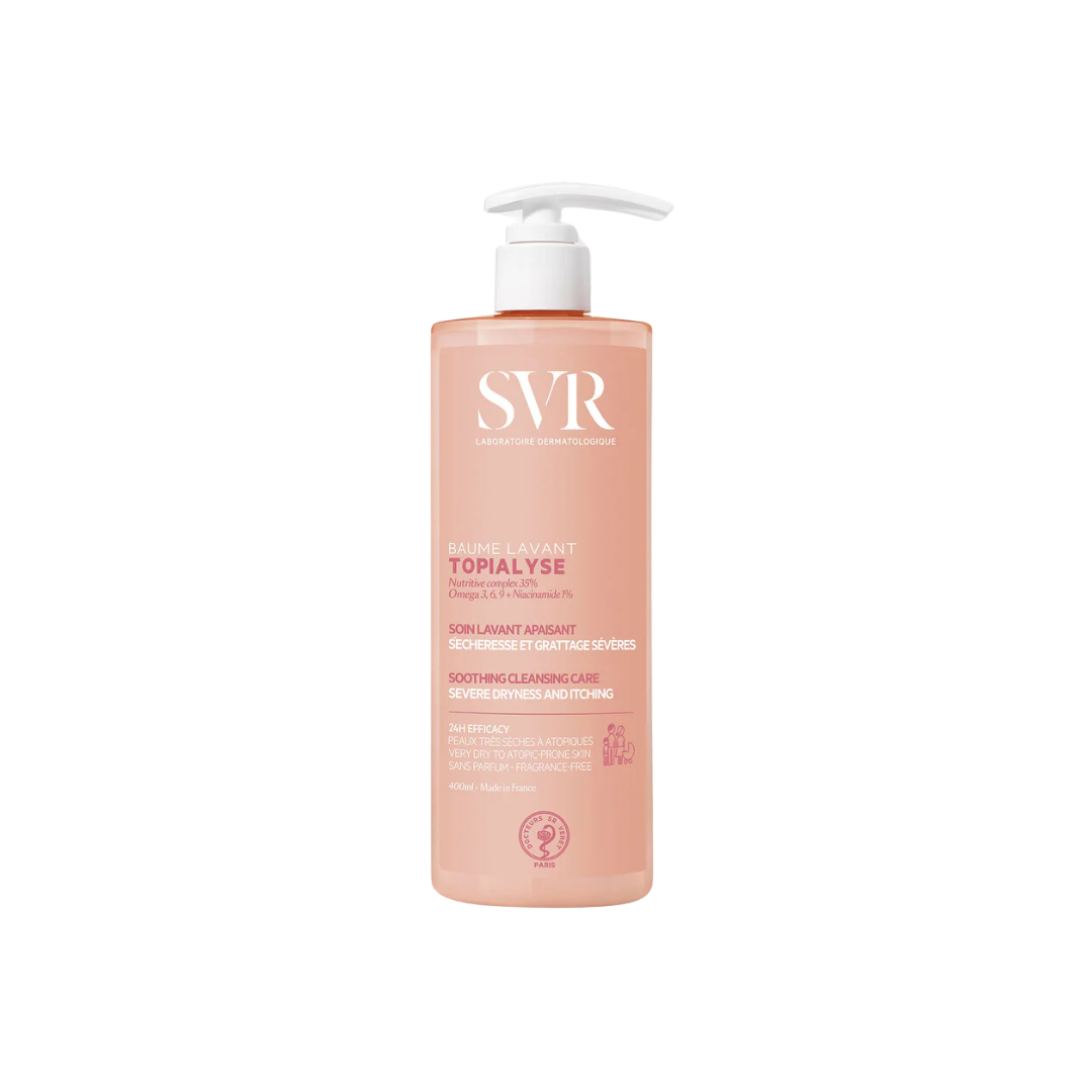 SVR Topialyse Baume Lavant – Soin lavant apaisant pour peaux sèches et atopiques – Disponible sur La Para du Lac, parapharmacie en ligne N°1 en Tunisie.