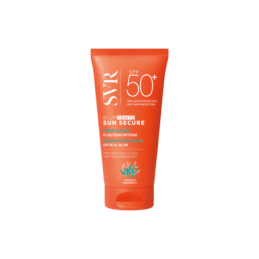 SVR Sun Secure Blur Teinté SPF50+ – Mousse solaire teintée perfectrice de peau – Disponible sur La Para du Lac, parapharmacie en ligne N°1 en Tunisie.