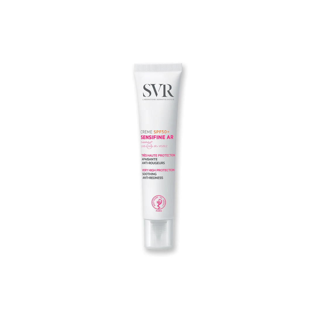 SVR Sensifine AR Crème SPF50+ 40ml – Soin solaire anti-rougeurs pour peaux sensibles – Disponible sur La Para du Lac, meilleure parapharmacie en ligne en Tunisie.
