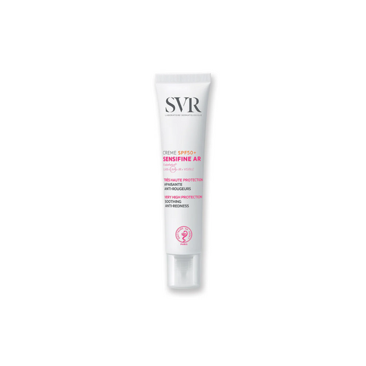 SVR Sensifine AR Crème SPF50+ 40ml – Soin solaire anti-rougeurs pour peaux sensibles – Disponible sur La Para du Lac, meilleure parapharmacie en ligne en Tunisie.