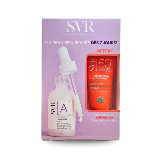 Coffret SVR anti-âge avec Ampoule A Lift + Blur Sans Parfum 15ml – soin lissant et protecteur. Achat en ligne sur laparadulac.com, top parapharmacie Tunisie.