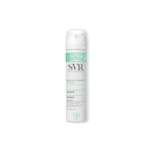 SVR Spirial Spray Anti-Transpirant – Déodorant 48h pour peaux sensibles – Disponible sur La Para du Lac, parapharmacie en ligne N°1 en Tunisie.