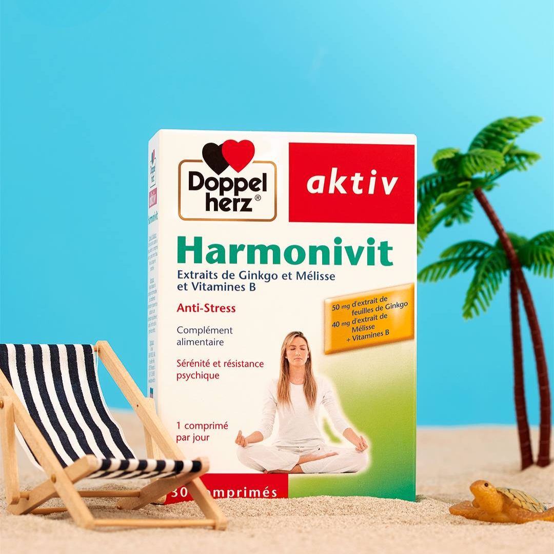 Complément anti-stress AKTIV Harmonivit – solution naturelle contre l’anxiété disponible sur laparadulac.com, parapharmacie Tunisie.