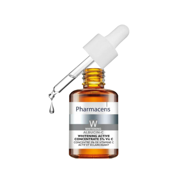 Image du produit PHARMACERIS Albucin-C Sérum Éclaircissant 30 ml, disponible sur laparadulac.com, parapharmacie Tunisie – soin des taches pigmentaires.