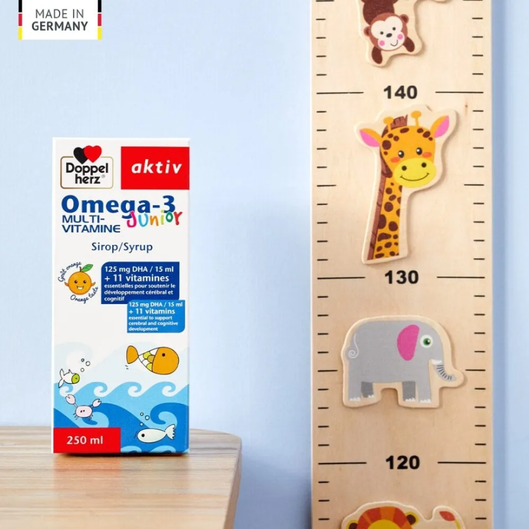 Sirop multivitaminé enfant AKTIV Omega 3 Junior en vente sur laparadulac.com | Parapharmacie Tunisie | Développement cognitif et visuel