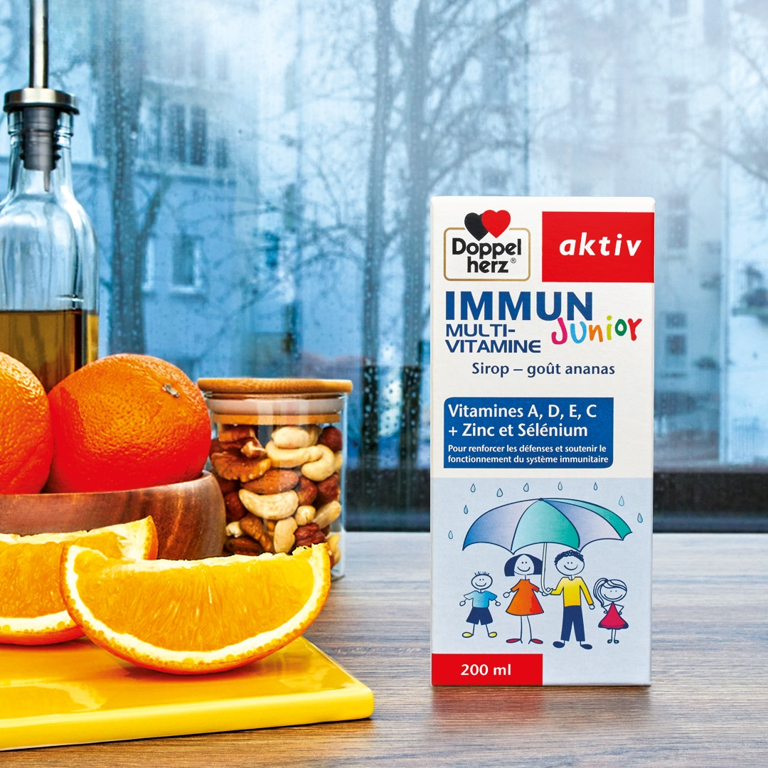 Sirop immunité enfant AKTIV Immun Junior en vente sur laparadulac.com | Parapharmacie Tunisie | Vitamines & zinc pour renforcer les défenses