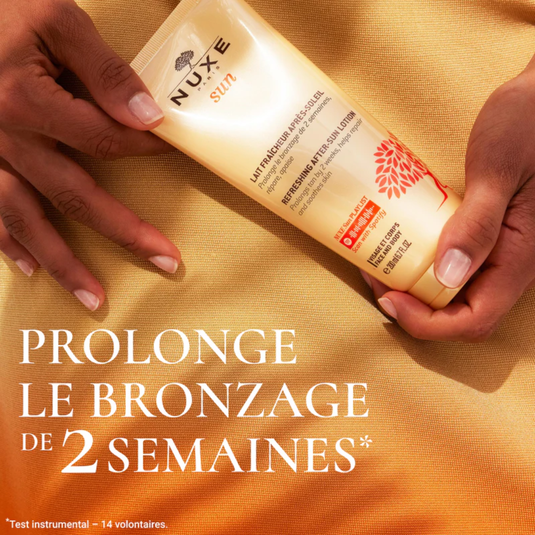 NUXE Lait après-soleil hydratant disponible sur laparadulac.com – soin visage & corps parapharmacie Tunisie après bronzage