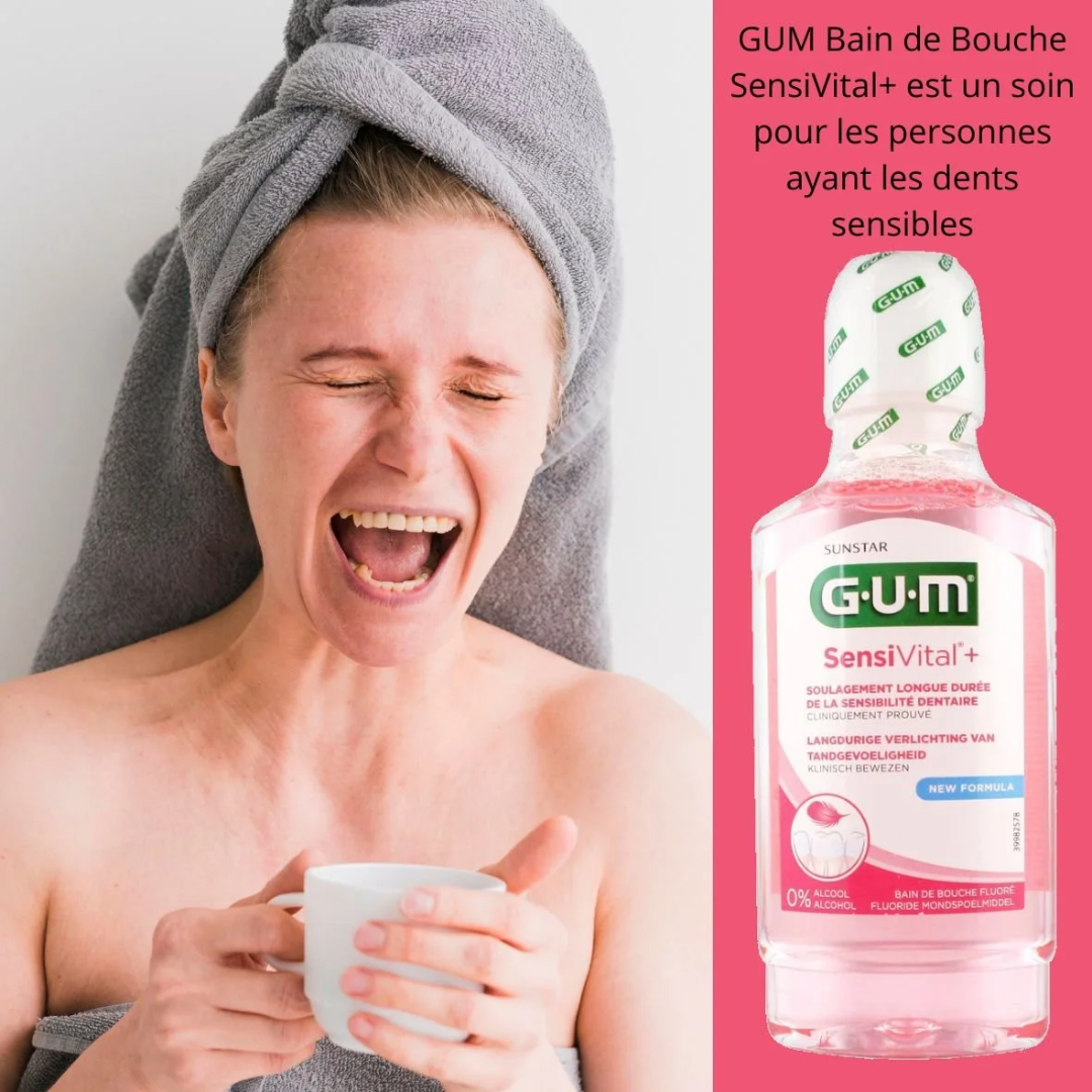 Image du bain de bouche GUM Sensivital+, solution contre la sensibilité dentaire disponible sur laparadulac.com, parapharmacie Tunisie