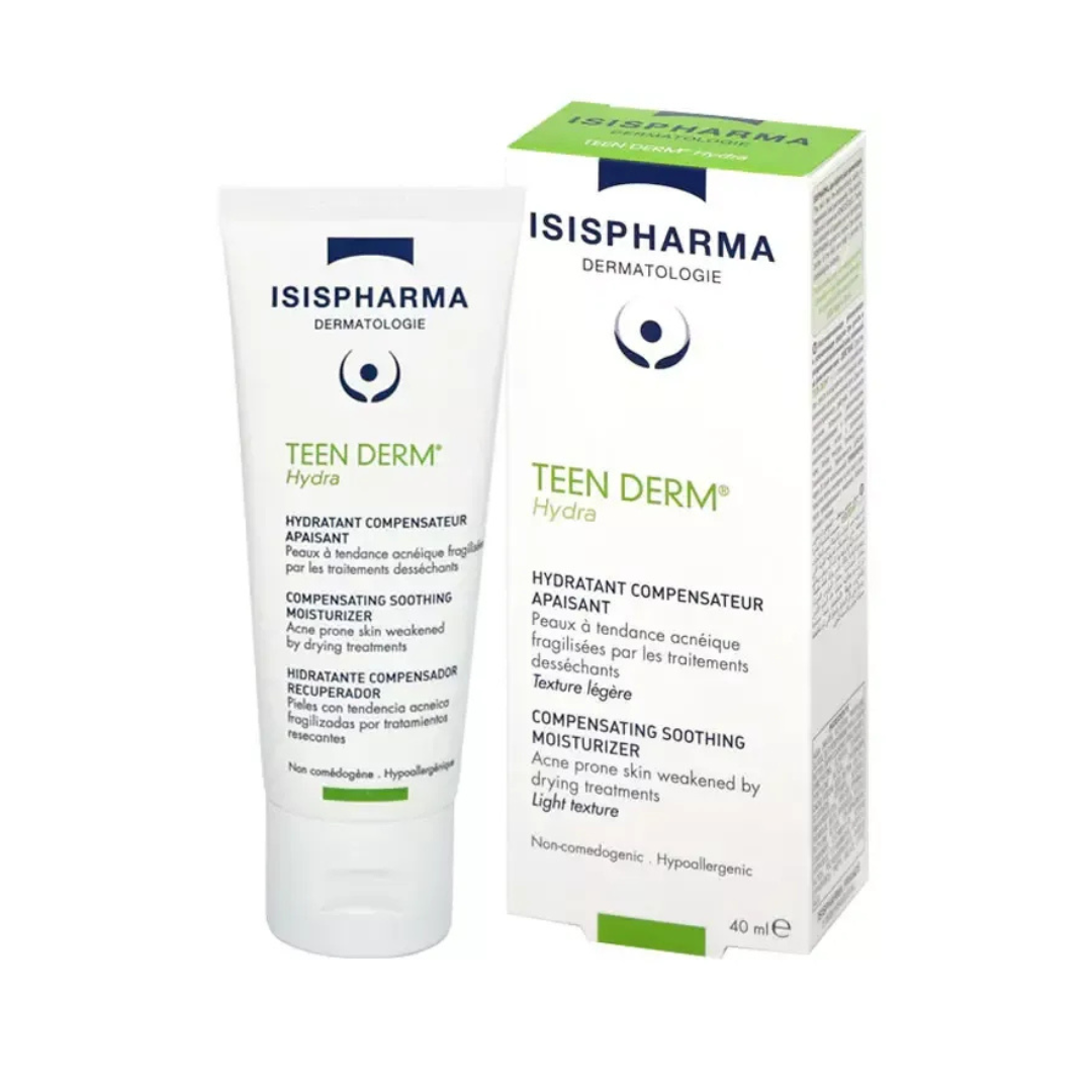 ISISPHARMA Teen Derm Hydra Tunisie – crème hydratante réparatrice visage, soin apaisant peau grasse fragilisée par traitements anti-acné, dermocosmétique française ISISPHARMA, parapharmacie en ligne Tunisie Lac 2, produits Teen Derm originaux pas cher Tunisie, acheter ISISPHARMA Teen Derm Hydra en Tunisie sur laparadulac.com