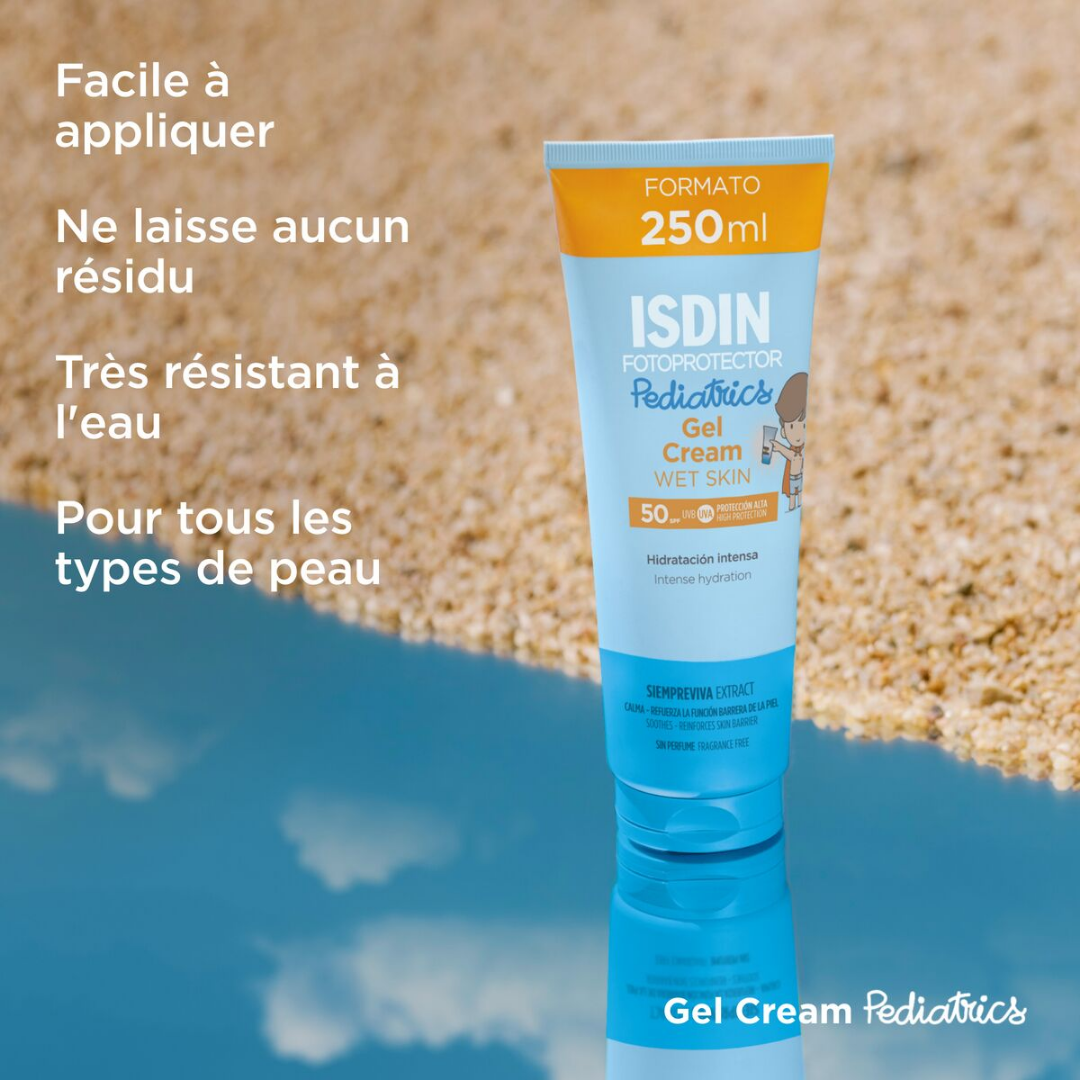 Crème solaire ISDIN Gel Cream SPF50 pour enfants – Laparadulac Parapharmacie Tunisie.