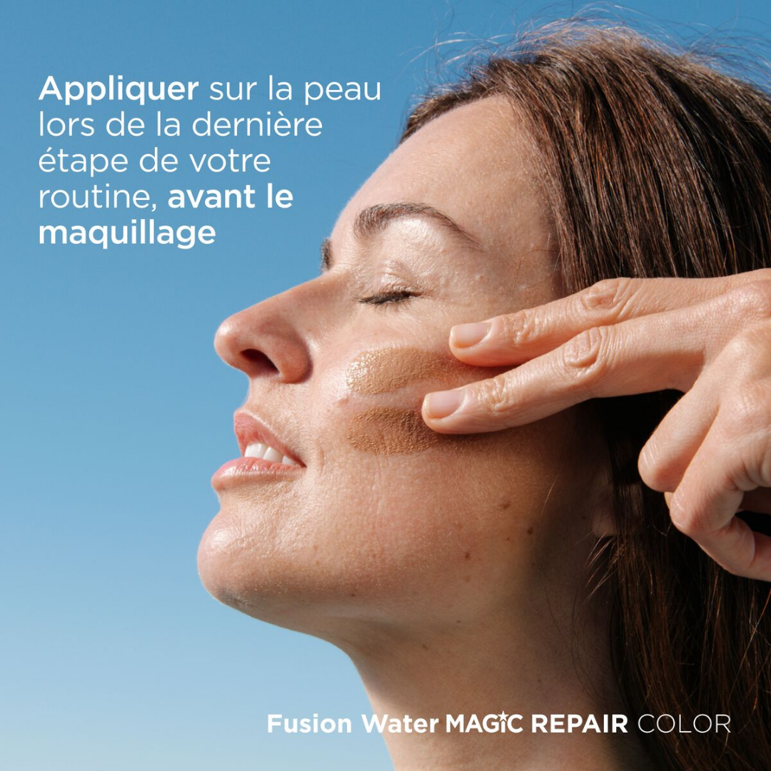 Crème solaire teintée anti-âge Fusion Water MAGIC Repair Color SPF 50 – Laparadulac Parapharmacie Tunisie.