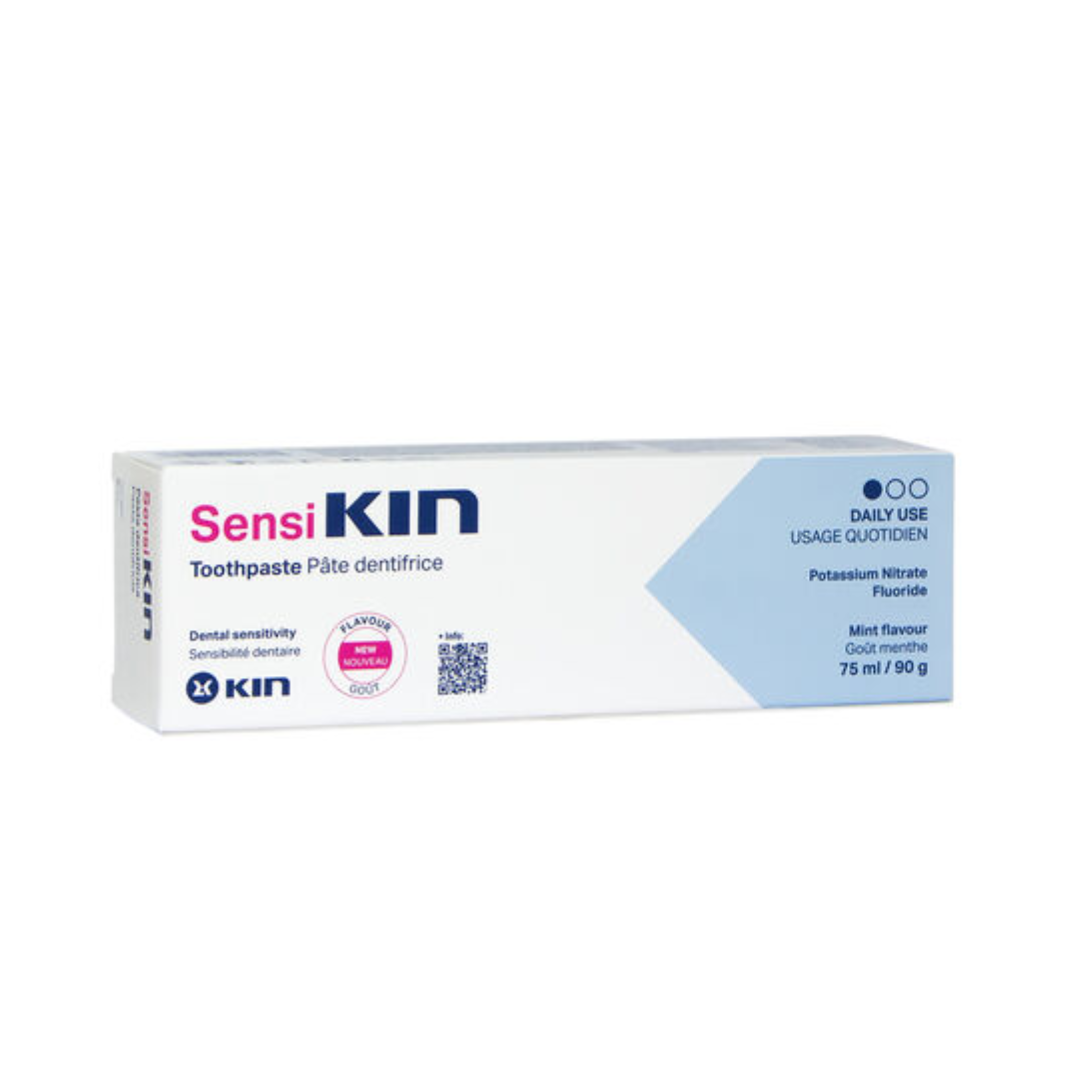 Kin Sensikin dentifrice 75 ml pour dents sensibles, nitrate de potassium 5 % et fluor 1450 ppm, protection émail au quotidien | parapharmacie Tunisie | laparadulac.com