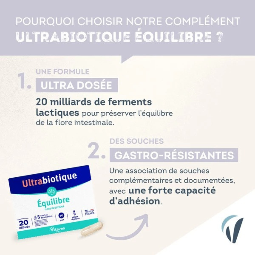 Probiotiques Vitavea Ultrabiotique Équilibre – parapharmacie Tunisie sur laparadulac.com – flore intestinale saine et confort digestif