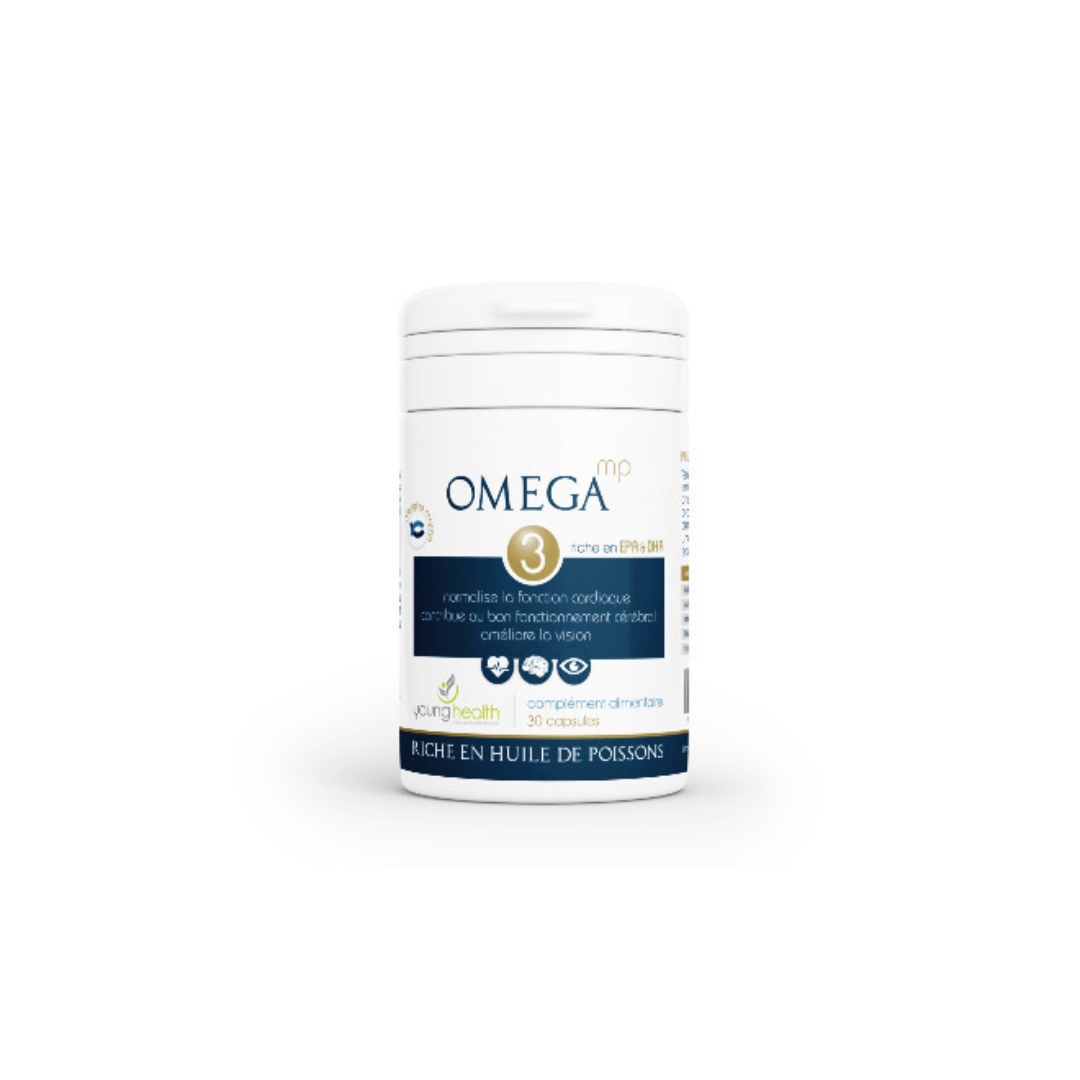 Young Health Omega 3 chez laparadulac.com, parapharmacie Tunisie : soutien du cœur, du cerveau et des articulations avec EPA et DHA en gélules.