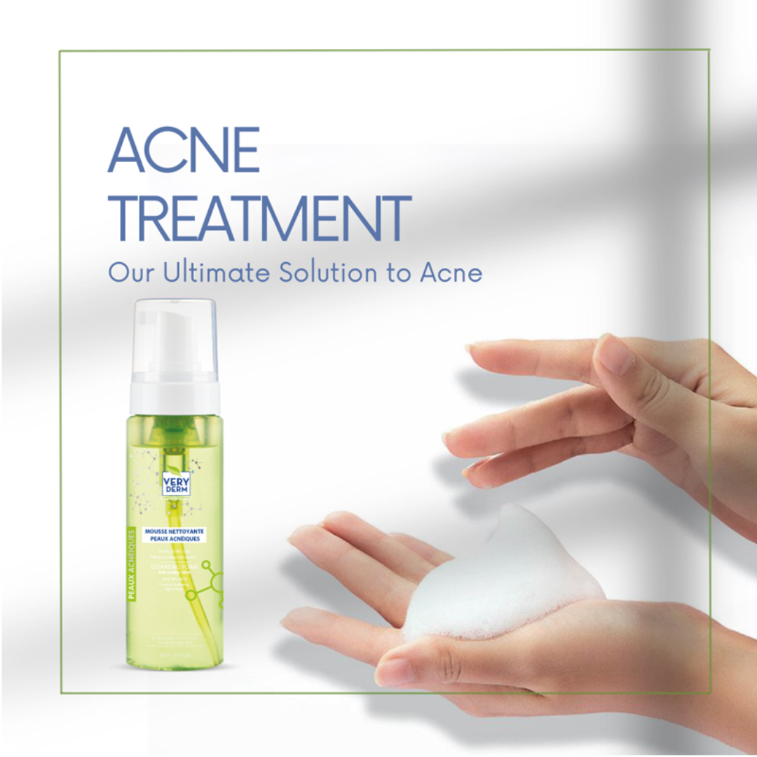 Very Derm Mousse Anti‑Acné (clou de girofle & géranium) 200 ml – nettoyer & purifie les peaux acnéiques, disponible sur laparadulac.com, parapharmacie Tunisie.