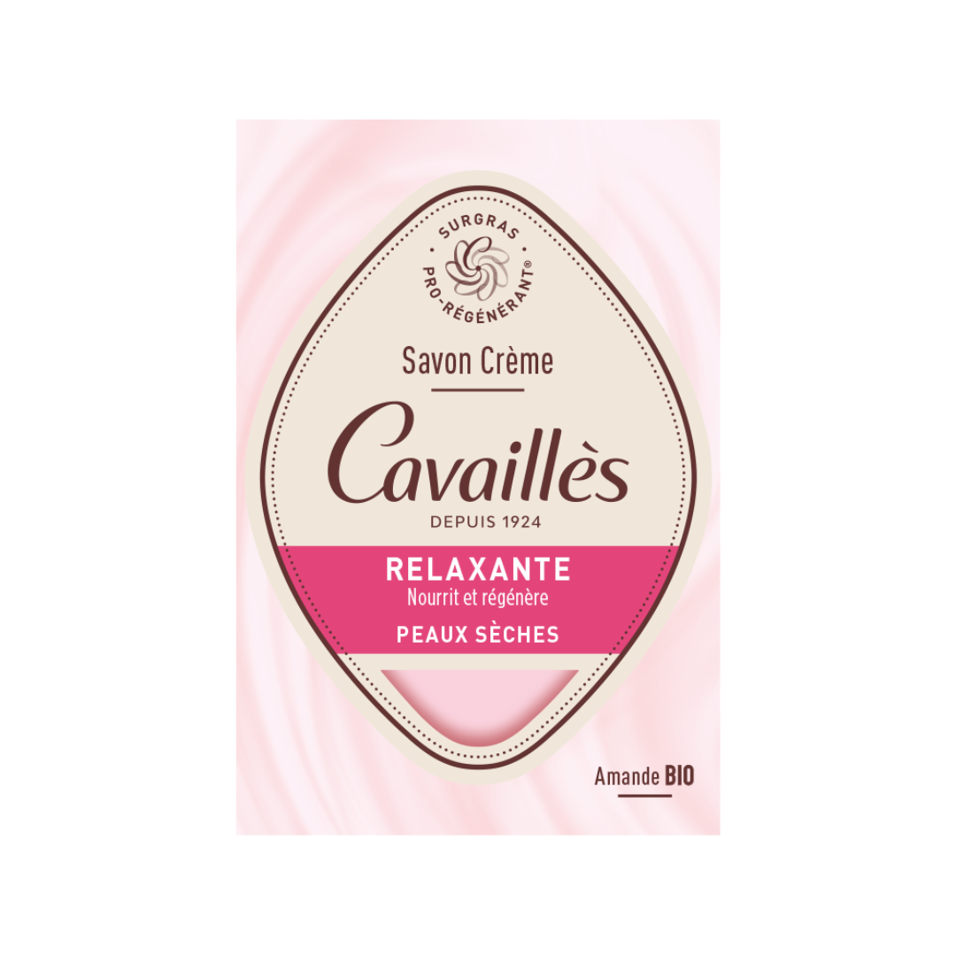 Savon crème amande et rose Rogé Cavaillès pour peaux sèches sur laparadulac.com, parapharmacie Tunisie, douceur nourrissante quotidienne.
