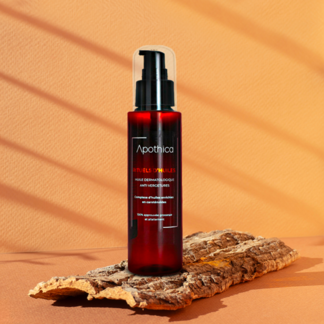 Huile anti-vergetures Apothica Rituals 100ml à découvrir sur laparadulac.com, votre parapharmacie Tunisie pour une peau douce, lisse et tonifiée.