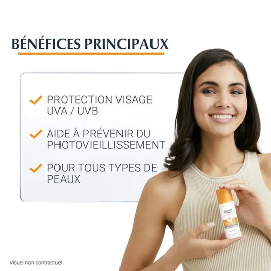 EUCERIN Sun Protection Photoaging Control Fluid Invisible SPF50+ Tunisie original authentique - parapharmacie en ligne La Para Du Lac