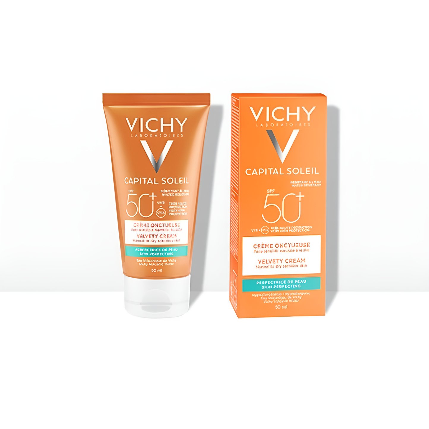 Crème solaire perfectrice de peau Vichy SPF 50+ disponible sur laparadulac.com, parapharmacie Tunisie pour protection visage à Tunis.