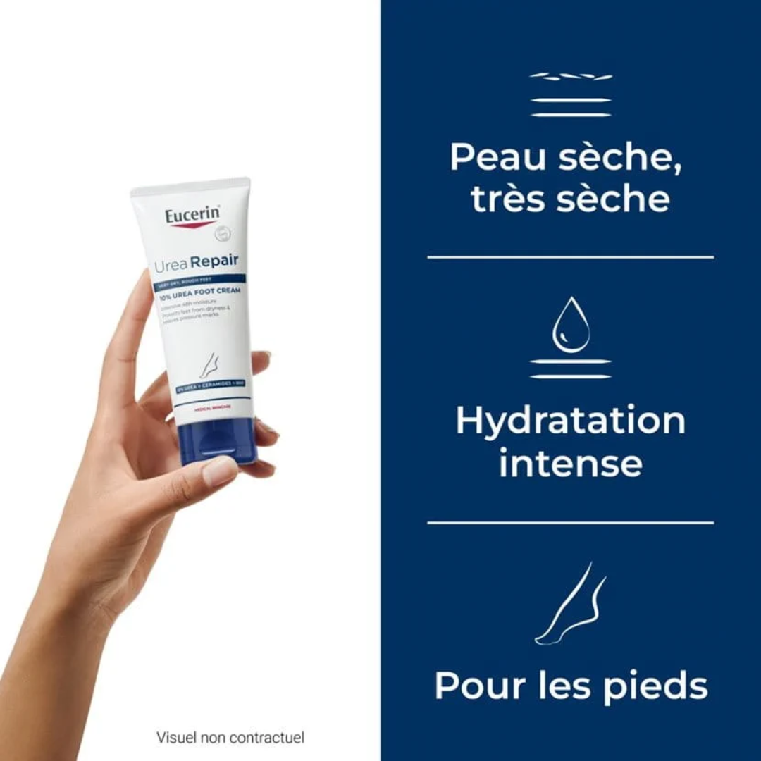 EUCERIN UreaRepair Plus Crème Pieds Tunisie – crème pieds réparatrice et nourrissante à l’urée, soin intensif contre la sécheresse et les callosités, dermocosmétique Eucerin, parapharmacie en ligne Tunisie Lac 2, produits EUCERIN originaux pas cher Tunisie, acheter crème pieds UreaRepair en Tunisie sur laparadulac.com