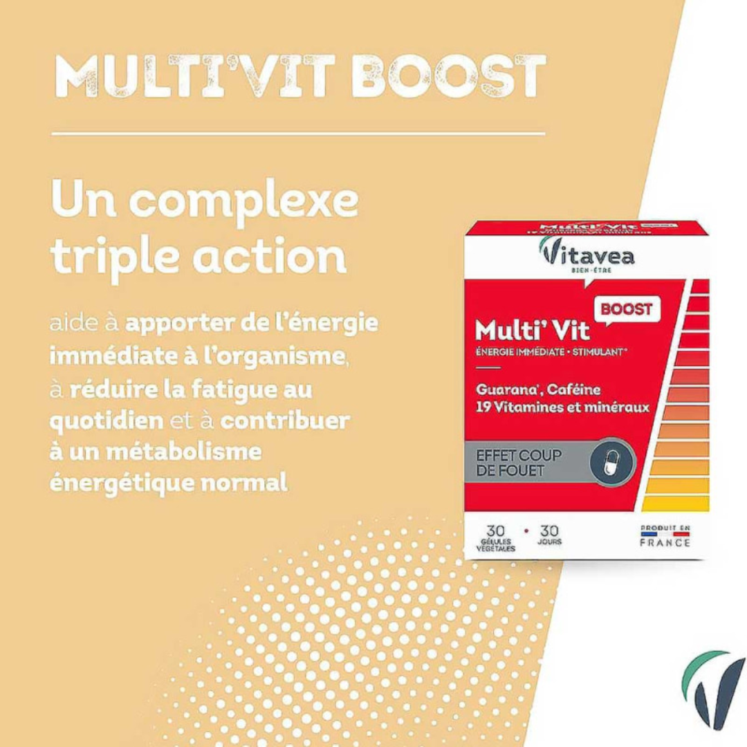 Complexe énergie Multi'Vit Boost Vitavea – parapharmacie Tunisie sur laparadulac.com – complément vitalité avec caféine naturelle