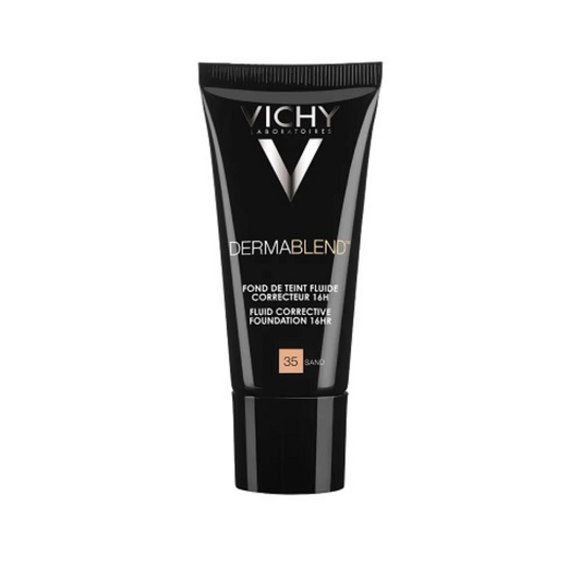 Fond de teint fluide Vichy Dermablend 35 Sand sur laparadulac.com, parapharmacie Tunisie pour correction teint naturel à Tunis.