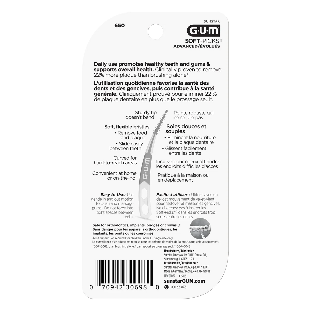 GUM Soft-Picks Advanced brossettes interdentaires pour santé gencives et dents | La Para Du Lac
