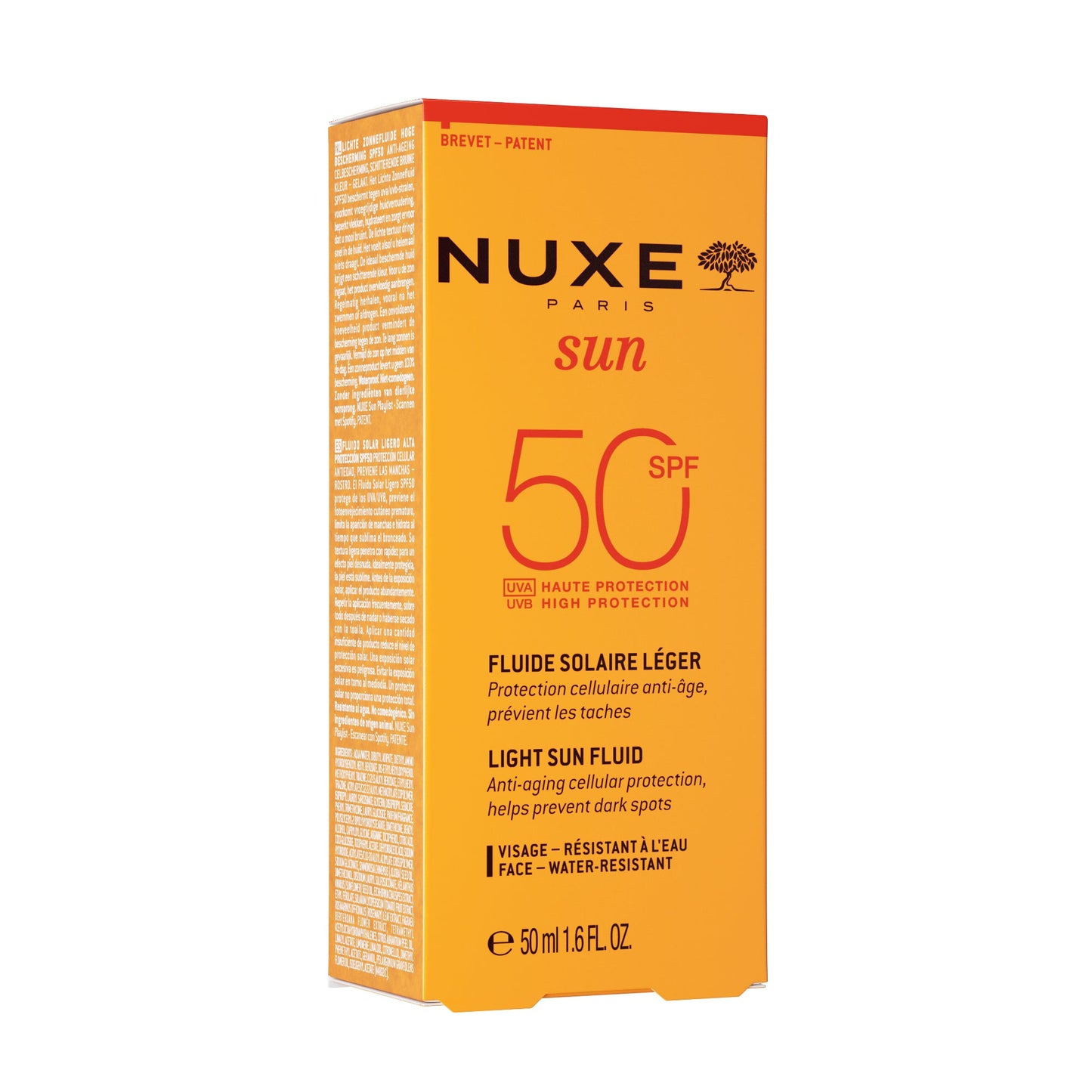 NUXE Sun Fluide SPF50+ texture légère teint naturel Tunisie - crème solaire visage sans résidu blanc