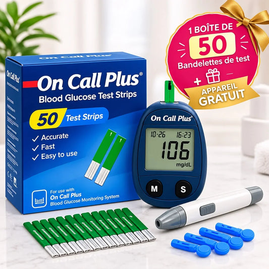 On Call Plus pack de 50 bandelettes et lecteur de glycémie original authentique | La Para Du Lac