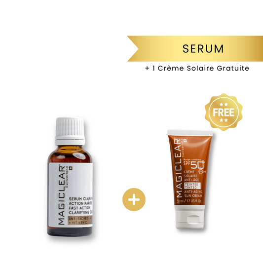alt="Pack Anti-Taches LaParaDuLac.com : sérum clarifiant action rapide + crème solaire teintée SPF 50+ gratuite – traitement anti-taches, éclat du teint et protection UV signés La Para du Lac"