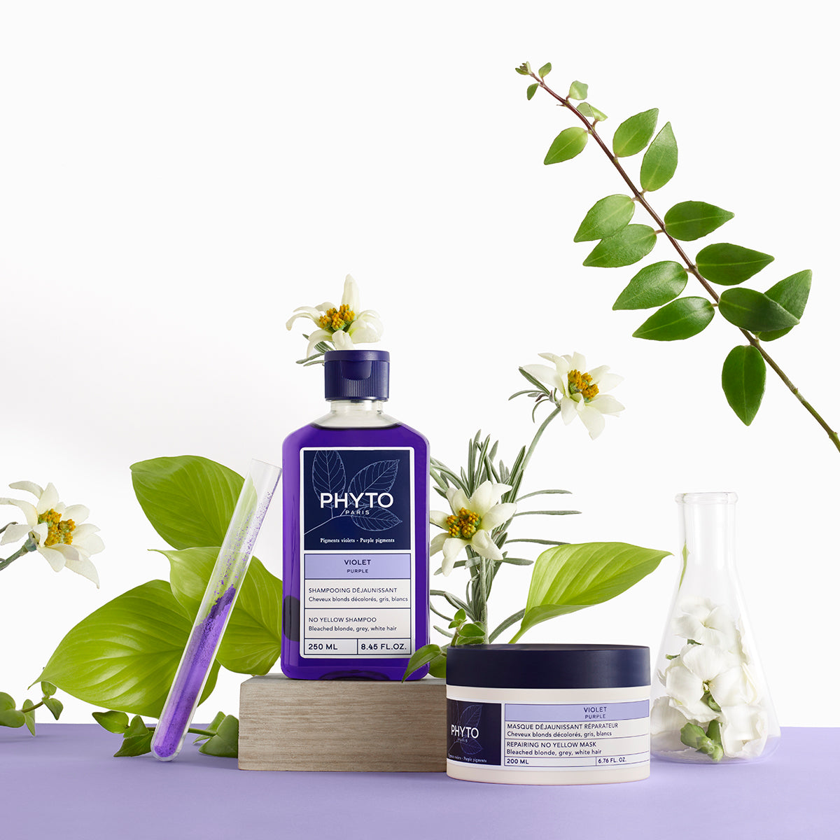 PHYTO Violet Masque – soin déjaunissant pour cheveux blonds, gris ou méchés – en vente sur laparadulac.com, parapharmacie en Tunisie
