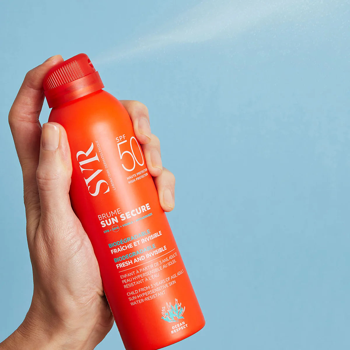 SVR Sun Secure Brume SPF50+ – Brume solaire invisible haute protection – Disponible sur La Para du Lac, meilleure parapharmacie en ligne en Tunisie.