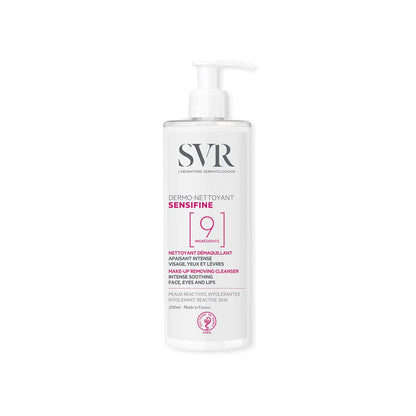 SVR Sensifine Dermo-Nettoyant – Démaquillant doux haute tolérance pour peaux sensibles – Disponible sur La Para du Lac, meilleure parapharmacie en ligne en Tunisie.