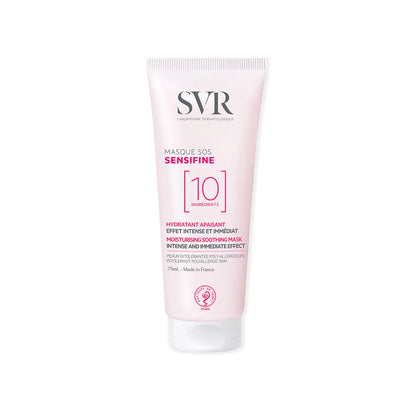 SVR SENSIFINE Masque SOS 10 – masque apaisant intense 75 ml pour peaux sensibles, disponible sur laparadulac.com, parapharmacie en ligne en Tunisie.