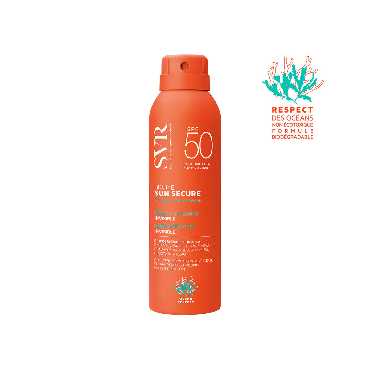 SVR Sun Secure Brume SPF50+ – Brume solaire invisible haute protection – Disponible sur La Para du Lac, meilleure parapharmacie en ligne en Tunisie.
