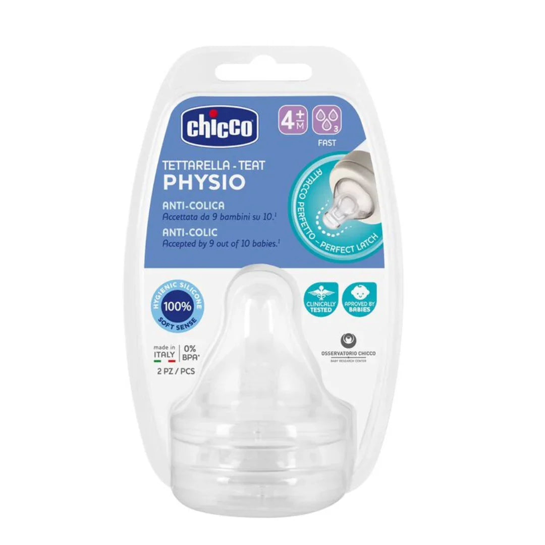 Chicco Tettarella Physio anti-colique en silicone, débit rapide pour bébé dès 4 mois | La Para Du Lac
