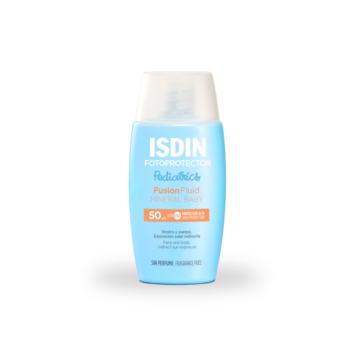 Crème solaire bébé ISDIN Mineral SPF50 disponible sur Laparadulac Parapharmacie Tunisie – haute protection minérale dès 6 mois.

