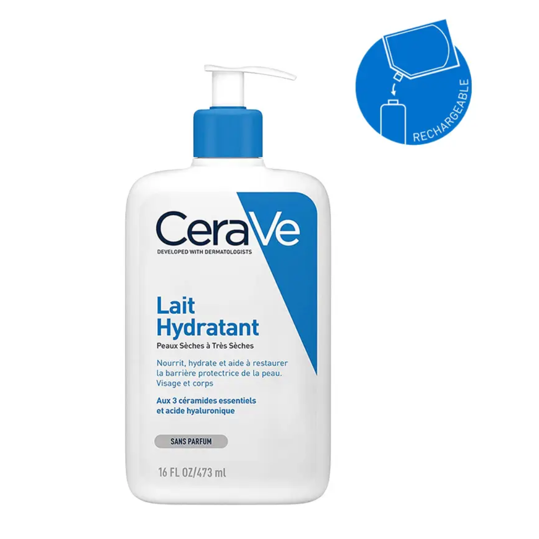Lait Hydratant CeraVe – soin visage et corps sans parfum pour peaux sèches – hydratation 24h – parapharmacie en ligne Tunisie – laparadulac.com