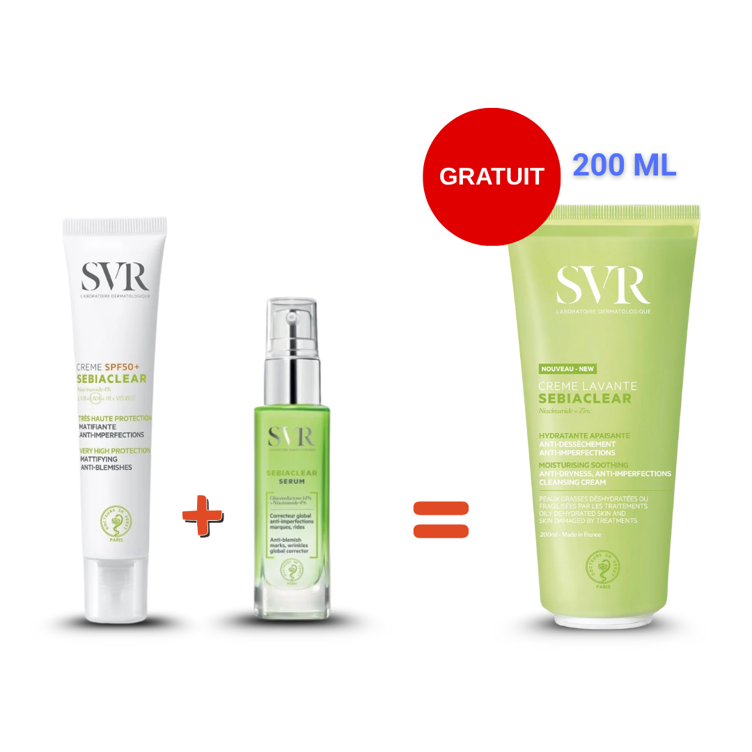 SVR PACK Sebiaclear SPF50 + Serum + Crème Lavante Gratuite