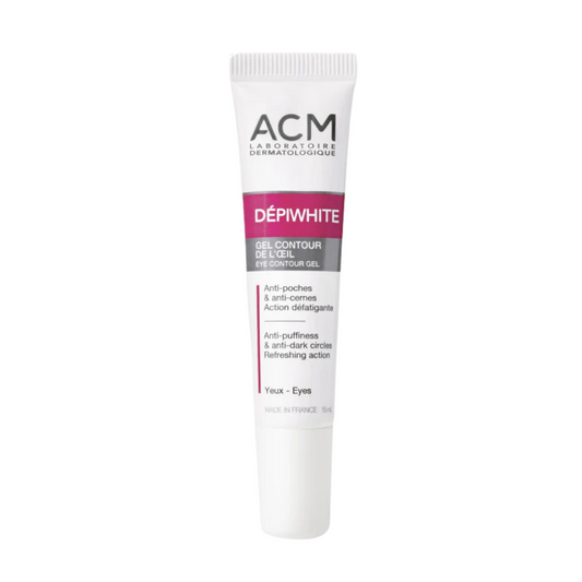 "ACM Dépiwhite gel contour des yeux 15 ml sur laparadulac.com, parapharmacie Tunisie, soin anti-cernes et poches pour un regard frais et lumineux."

